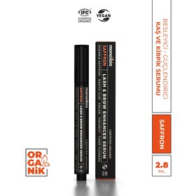 Resim Monoibio SAFFRON Organik Sertifikalı Kaş Kirpik Serumu - Kaş Dolgunlaştırıcı Kirpik Uzatıcı Bakım Yağı VEGAN 