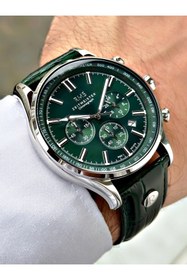 Resim Romanson Fonksiyonlu Yeşil Renk Deri Kordon Çelik Kasa Erkek Kol Saati 1578.03 