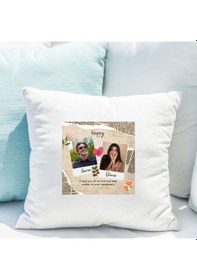 Resim Kişiye Özel Fotoğraflı Dekoratif Yastık Kılıfı İsimli, Anı Tasarımlı, İçi Boş Beyaz 