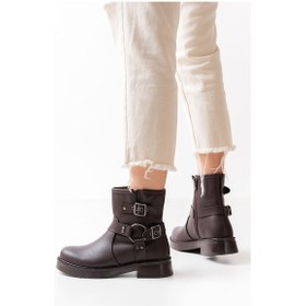 Resim 02-2013 Kahverengi Toka Aksesuarlı Fermuarlı Günlük Kadın Bot Kahve 