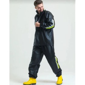 Resim Motorcu Kurye Su Geçirmez Yağmurluk Takım - Siyah 