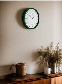 Resim 36 Cm Yeşil 24 Saat Göstergeli Özel Tasarım Duvar Saati Çok Renkli 