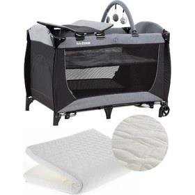 Resim Babydoor 2051 Place Oyun Parkı 70x110 Cm Bebek Beşik+yatak Hediyeli Gri 