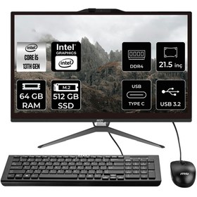 Resim Msı Pro AP222T Intel Core I5 13400 64GB 512GB SSD 21.5" Fhd Windows 11 Home Multi-Touch All In One Bilgisayar & Per4 USB Bellek 13M091XEUP397 