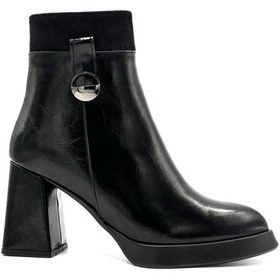 Resim Kindep Lenora Kalın Topuklu Sivri Burun Kadın Bot Siyah Siyah 