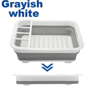 Resim Gaojunshop01 Katlanır Gri Kampçı Bulaşık Kurutma Raftı Çatal Bıçaklığı Ve Tepsili 