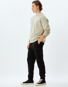 Resim Koton Eşofman Altı Beli Bağcıklı Fermuarlı Cep Detaylı Pamuk Karışımlı Siyah 5wam40010mk Siyah 