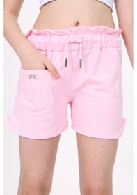 Resim Toontoy Kids Toontoy Kız Çocuk Beli Lastikli Tek Cepli Basic Şort Açık Pembe 