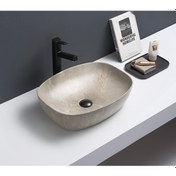 Resim Puroser Sandy Bej Tezgah Üstü Çanak Lavabo 