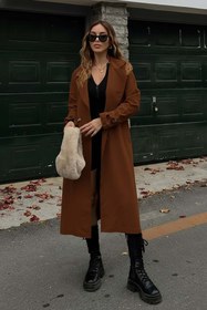 Resim TANISA Sora Önü Düğmeli Kruvaze Yaka Trenckot TNS-4391 