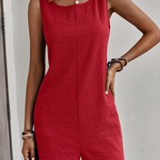 Resim Kadınlar İçin Şık Sırtı Açık Kare Yaka Kolsuz Tulum - Esnek Polyester Tek Renk Yazlık Günlük Giyim, Makinede Yıkanabilir & Nefes Alabilen Plaj, Ofis ve Parti Kıyafeti, Çok Amaçlı Kolay Bakım Kumaş 