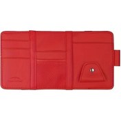 Resim Dashanshop Kırmızı Araç Güneşlik Kart Kılıfı, Kimlik Ve Fişler İçin Pratik Çok Bölmeli Dosya Çantası 