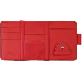 Resim Dashanshop Kırmızı Araç Güneşlik Kart Kılıfı, Kimlik Ve Fişler İçin Pratik Çok Bölmeli Dosya Çantası 
