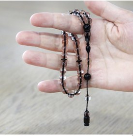 Resim Tesbihname Sistemli Küre Kesim Sürmeli İmame Kombinli Şeffaf Ateş Kehribar Tesbih Beyaz 