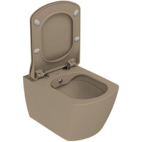 Resim Creavit Elegant Mat Cappucino Kanalsız Asma Klozet Eg321, Creavit Elegant Duroplast Yavaş Kapak Cappuccino 