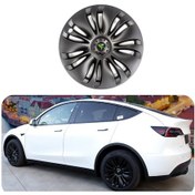 Resim Tesla Model Y Flux Jant Kapağı Seti 19 İnç, Mat Siyah Renk 