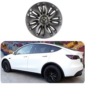Resim Tesla Model Y Flux Jant Kapağı Seti 19 İnç, Mat Siyah Renk 