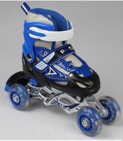 Resim Işıklı Çocuk Paten Mavi 2+2 Numara Ayarlı Taşıma Çantalı Mavi 