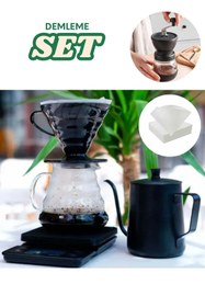 Resim HUBBYCHEF V60 Filtre Kahve Demleme Barista Full Set 