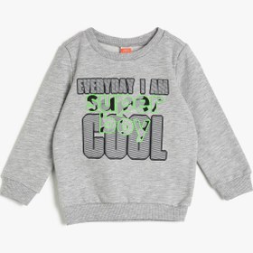 Resim Erkek Bebek Yazılı Baskılı Sweatshirt 