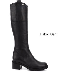 Resim GÖNDERİ(R) Kadın / Kız Siyah Floter Fermuarlı Kalıntopuklu Hakiki Deri Çizme 