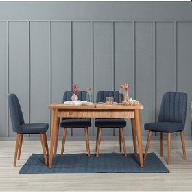 Resim Milano Medium Mutfak Masa Takımı Ceviz Lacivert 