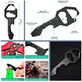 Resim Omeniv Çok Fonksiyonlu Anahtar Form Anahtarlık Çakı Alyen Testere Siyah 