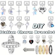 Resim 1 adet Charm Bileklik Yapım Kiti - DIY İtalyan Charm Bileklik Modülü Kalp, Yıldız, Ay ve Daha Fazlası ile - Çok Yönlü ve Özelleştirilebilir Paslanmaz Çelik Takı Doğum Günleri, Yıldönümleri ve Yeni Yıl Hediyeleri için (Tek Birim Montajsız) 