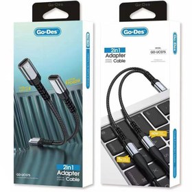 Resim Go Des GD-UC075 Type-C 2in1 Şarj ve Ses Kablosu - Gri 
