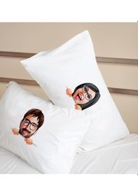 Resim Bk Gift Kişiye Özel Karikatürlü Pamuklu 2 Li Yastık Kılıfı Seti-3 50x70cm , Sevgiliye , Ev si, Tasarım Ev Tekstili 