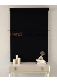 Resim Siyah Stor Boncuklu Zebra Stor Güneşlik Perde Opak Siyah 