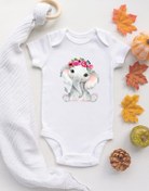 Resim TUĞBABABY Unisex Bebek Baby Fil Baskılı Ekru Çıtçıtlı Body 