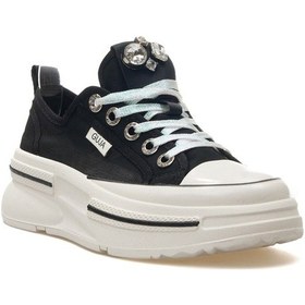 Resim Guja 25y389 Kadın Dili Taşlı Sim Bağ Kalın Taban Sneaker Siyah 
