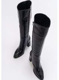 Resim Luvishoes Decer Siyah Cilt Kadın Topuklu Çizme Siyah 