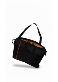 Resim El Ve Omuz Kullanımına Uygun Laptop Çantası Siyah Kırmızı 