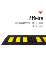 Resim İleri Trafik Kauçuk Rampa Set, Otopark Rampası, Kaldırım Rampası 30 x 50 x 4,5 cm - 3 Bantlı - 1,5 Metre 