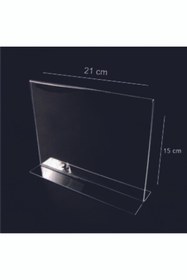 Resim KrcDisplay A5 Masaüstü T Tipi Yatay Pleksi Föylük Broşürlük 15x21 cm 5 Adet 