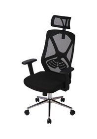 Resim Ofisbazaar Dolphin Siyah Fileli Yönetici Koltuğu Ergonomik Başlıklı Ofis Koltuğu Siyah Fileli Siyah 