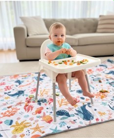 Resim Yorni 145x250 CM Ocean, Sıvı Geçirmeyen Çok Amaçlı Aktivite Örtüsü Yer, Masa Ve Yatak Için, Makinede Yıkanabilir 
