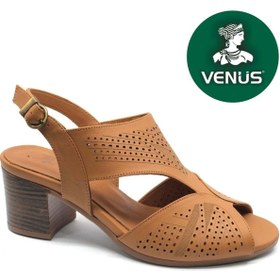 Resim Venüs Limbati Hakiki Deri Comfort Ortopedik Kadın Sandalet Taba 
