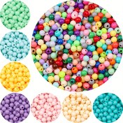 Resim Beadlicious 300 adet 4mm Çok Renkli Plastik Boncuk - DIY Takı, Bilezikler, Kolyeler ve Telefon Şansları için Canlı Gökkuşağı Seti, Depolama Çantası Dahil (Toplu Boncuk Malzemeleri) 