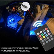 Resim Araç Içi Aydınlatma Kumandalı Müziğe Duyarlı 12 Led Ayak Altı Led 