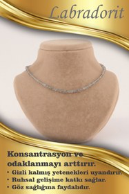Resim OSMANLI DEĞERLİ TAŞ Sertifikalı Labradorit Doğal Taş Kolye 4 Mm, M412 