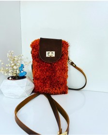 Resim PİNKBAG Handmade Deri Kapaklı Peluş Telefon Çanta 