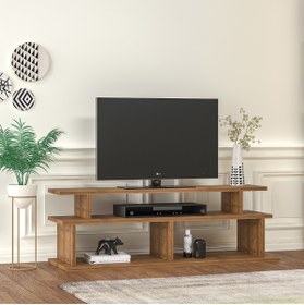 Resim WOODFACE Ella Televizyon Sehpası 120x40 cm Doğal Ahşap Özel Tasarım Ceviz 