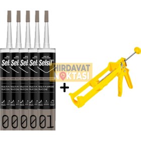 Resim Selsil 5 Adet Şeffaf Silikon (280 ml) + 1 adet Kupa Silikon Tabancası 