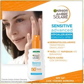 Resim Garnier Ambre Solaire Sensitive Advanced Çocuk Hipoalerjenik Güneş Koruyucu Sprey Spf50 150ml. 