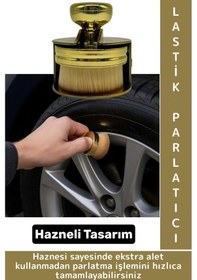 Resim Dayanıklı Uzun Ömürlü Araç Dış Bakım Temizlik Çok Şık Gold Renk Hazneli Oto Lastik Parlatma Fırçası 