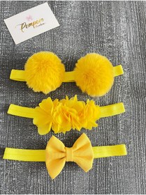 Resim pempem bandana kız bebek ponpon bandana,keten fiyonk bandana. frida bandana 3 lü set 