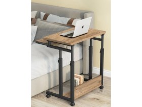Resim servetavcı Yükseklik Ayarlı ve Klavyelikli Laptop Sehpası ve Çalışma Masası - Atlantik Çam (Tekerli) Oval Kenar 